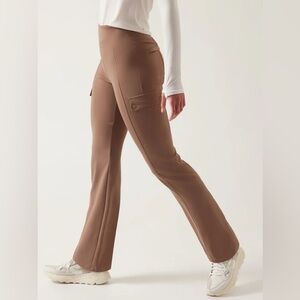 Athleta Delancey Straight Leg Cargo Pants Small Petite Rustic Beige Brown